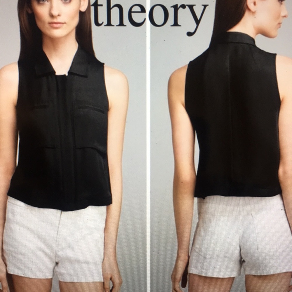 Theory 'Gemia' double georgette Silk blouse- black